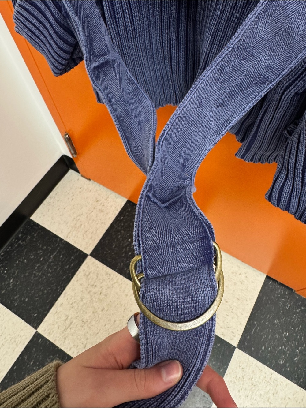 Free People Navy Striped Ribbed Crewneck Cardigan - Picture 5 of 5